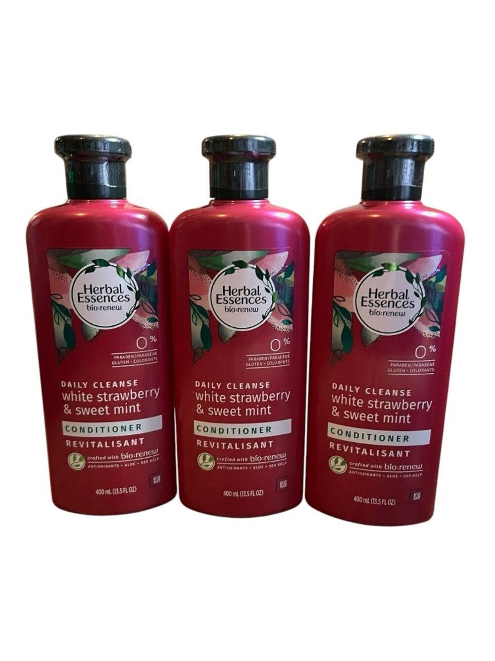 3X Herbal Essences Bio renew White Strawberry & Sweet Mint Conditioner, New